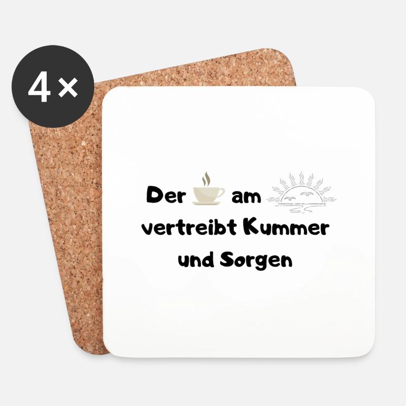 Der Kaffee am Morgen - Untersetzer (4er-Set) - Weiß