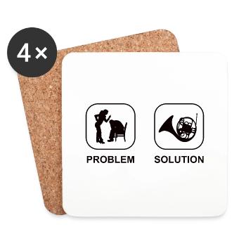 Horn Music Wind Instrument French Horn Instrument - Coasters (set of 4) - white - Front