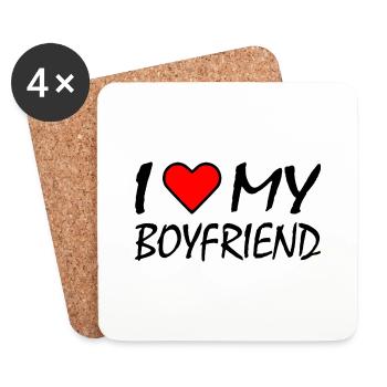 I love my boyfriend - Coasters (set of 4) - white - Front