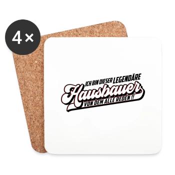 Farbe änderbar | Hausbauer Legendär - Untersetzer (4er-Set) - Weiß - Vorne