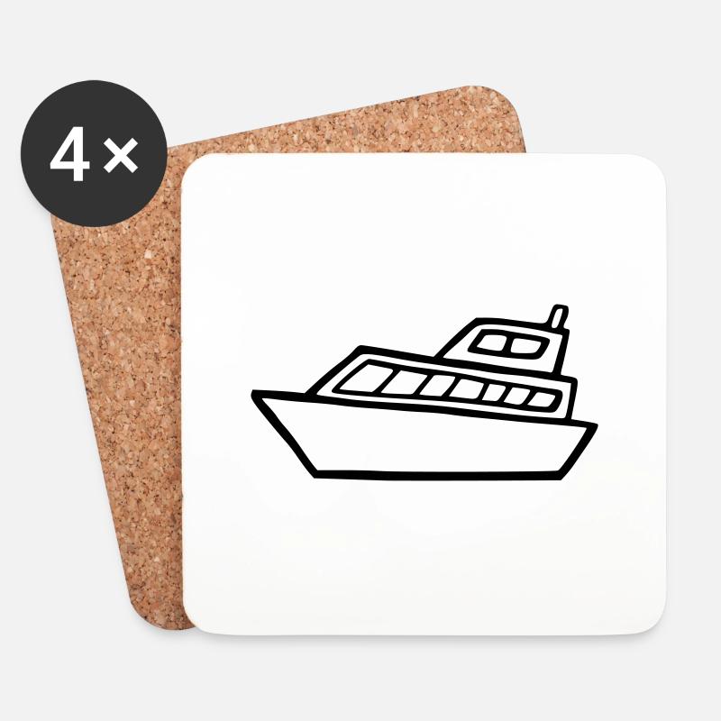Schiff - Untersetzer (4er-Set) - Weiß