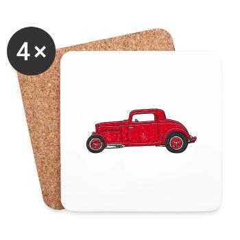 Hot Rod rouge, Street Rod, design de Mondwinkel - Dessous de verre (lot de 4) - blanc - Devant