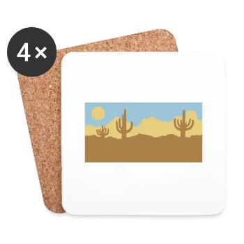 Paysage désertique Silhouette Skyline - Dessous de verre (lot de 4) - blanc - Devant