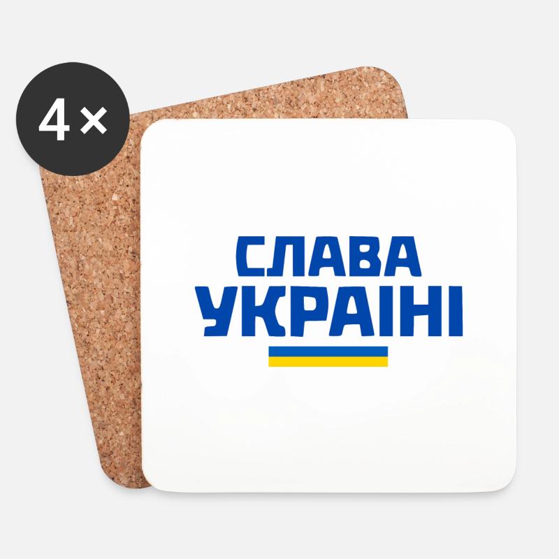 Slava ukraini - Untersetzer (4er-Set) - Weiß