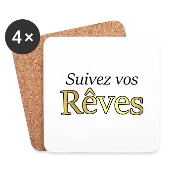 Suivez vos rêves - Dessous de verre (lot de 4) - blanc - Devant