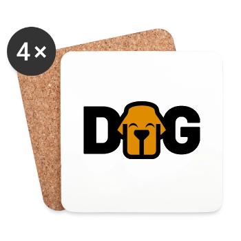 Logo DOG - Coasters (set of 4) - white - Front