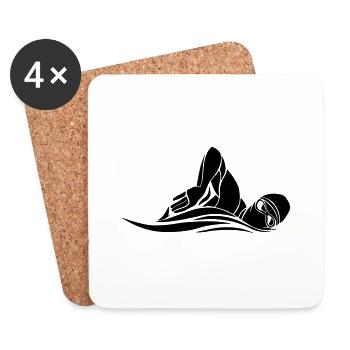 Nageur Tribal Natation Natation - Dessous de verre (lot de 4) - blanc - Devant