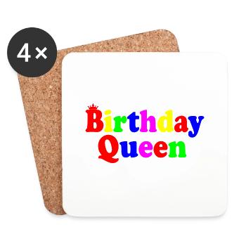 Birthday queen - Untersetzer (4er-Set) - Weiß - Vorne