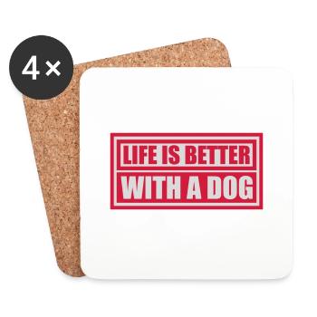 mieux avec un chien - Dessous de verre (lot de 4) - blanc - Devant