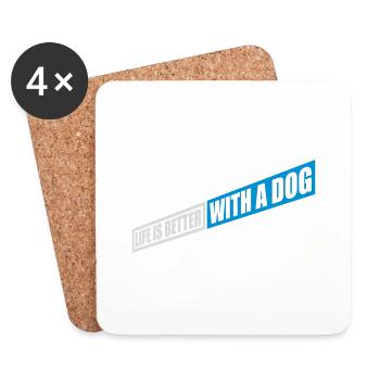 mieux avec un chien - Dessous de verre (lot de 4) - blanc - Devant