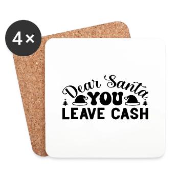 Cher Père Noël, vous laissez Cash - Dessous de verre (lot de 4) - blanc - Devant