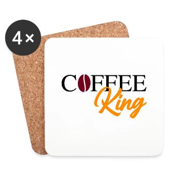 Coffee King mit Bohne - Untersetzer (4er-Set) - Weiß - Vorne