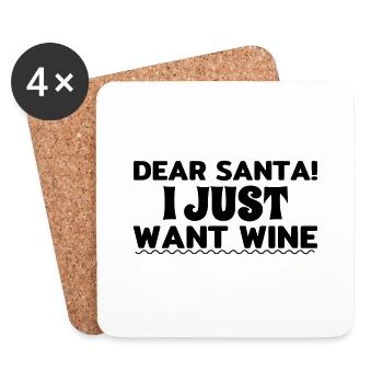 Dear Santa! i just want wine - Coasters (set of 4) - white - Front