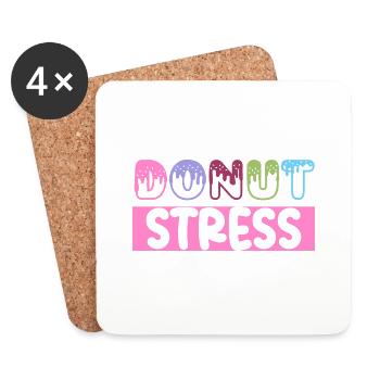 Donut stress donut cool gifts sweet food lover - Dessous de verre (lot de 4) - blanc - Devant