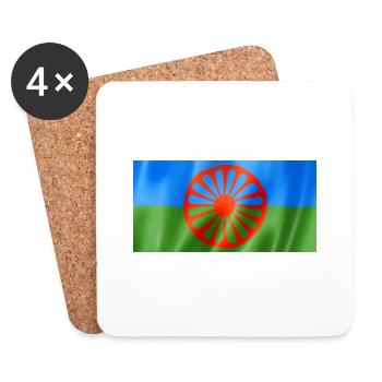 Drapeau rom et sinti - Design flottant - Dessous de verre (lot de 4) - blanc - Devant