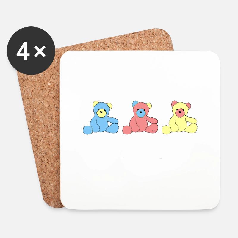 Teddy Bear - Untersetzer (4er-Set) - Weiß