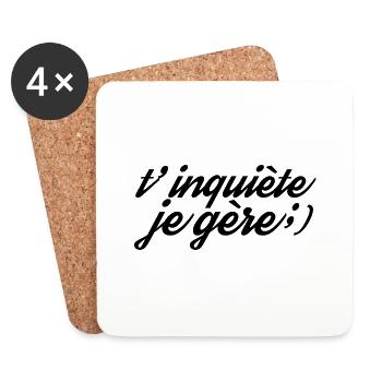 T'inquiète je gère - Dessous de verre (lot de 4) - blanc - Devant