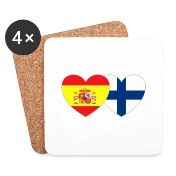 Espagne Finlande Flag Coeur - Dessous de verre (lot de 4) - blanc - Devant