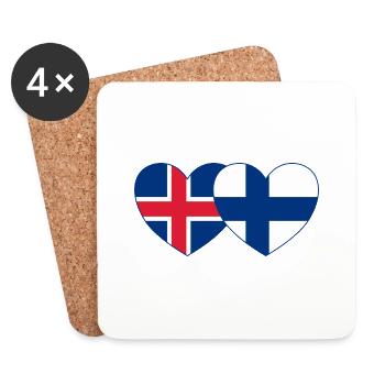 Island Finnland Flagge Herz - Untersetzer (4er-Set) - Weiß - Vorne