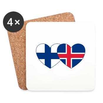 Finnland Island Flagge Herz - Untersetzer (4er-Set) - Weiß - Vorne