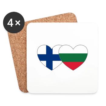 Finlande Bulgarie Flag Coeur - Dessous de verre (lot de 4) - blanc - Devant