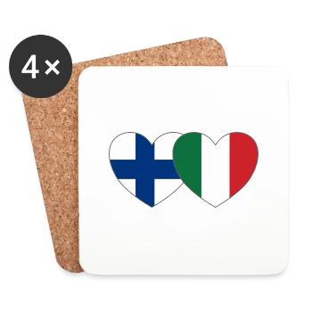 Finlande Italie Drapeau Coeur - Dessous de verre (lot de 4) - blanc - Devant