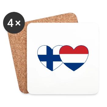 Finnland Holland Flagge Herz - Untersetzer (4er-Set) - Weiß - Vorne