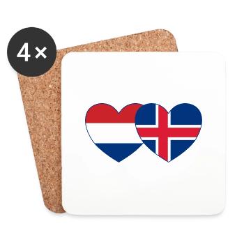 Holland Iceland Flag Heart - Coasters (set of 4) - white - Front
