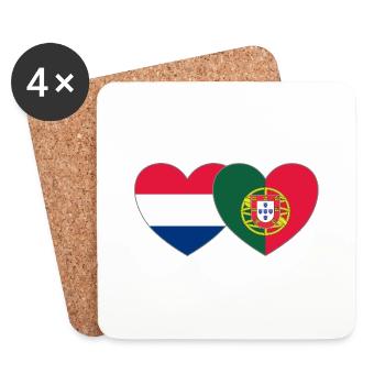 Holland Portugal Flagge Herz - Untersetzer (4er-Set) - Weiß - Vorne