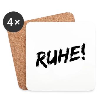 "Silence!" - Black brush writing - Coasters (set of 4) - white - Front
