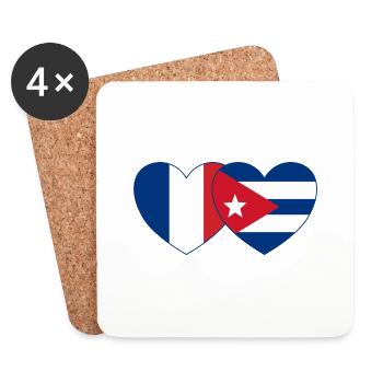 France Cuba Flag Heart - Coasters (set of 4) - white - Front