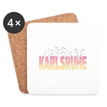 Karlsruhe Allemagne City Font Birds Skyline - Dessous de verre (lot de 4) - blanc - Devant