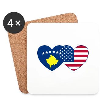 Kosovo USA Flagge Herz - Untersetzer (4er-Set) - Weiß - Vorne