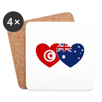 Tunesien Australien Flagge Herz - Untersetzer (4er-Set) - Weiß - Vorne