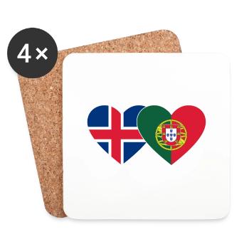 Iceland Portugal Flag Heart - Coasters (set of 4) - white - Front