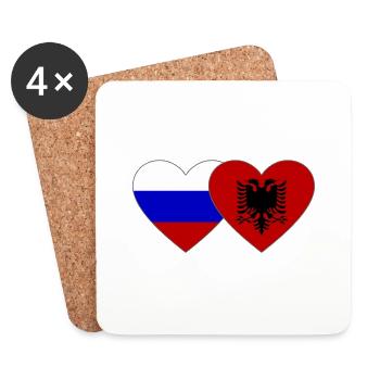 Russia Albania Flag Heart - Coasters (set of 4) - white - Front