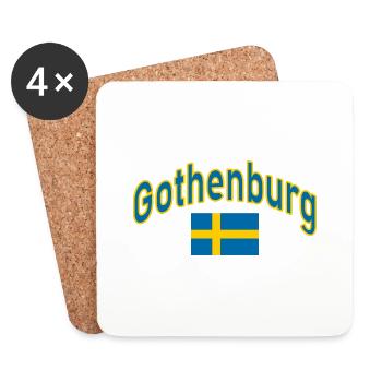 Göteborg drapeau suédois - Dessous de verre (lot de 4) - blanc - Devant