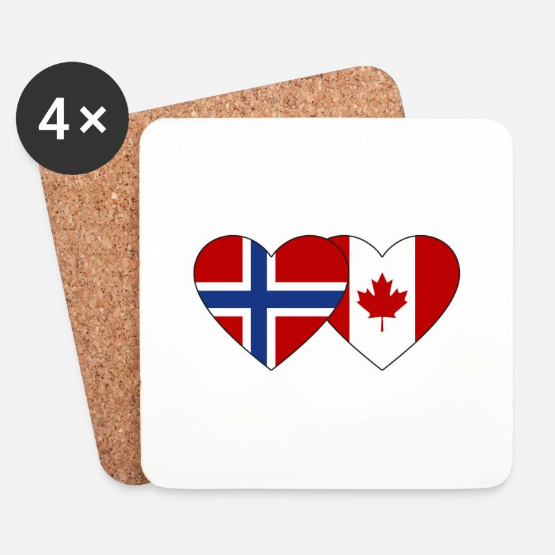 Norwegen Kanada Flagge Herz - Untersetzer (4er-Set) - Weiß
