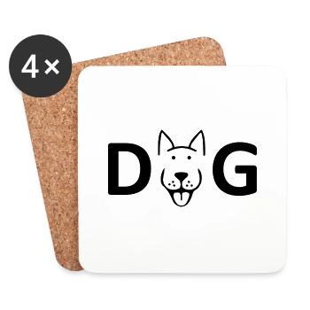 Chien Hund - Dessous de verre (lot de 4) - blanc - Devant