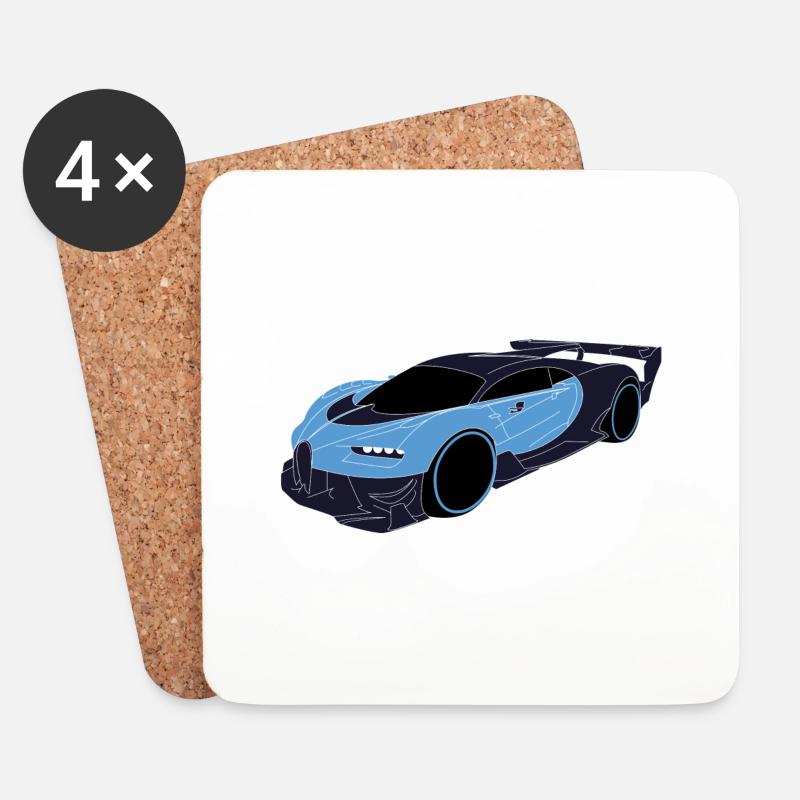 Buga Sportwagen - Untersetzer (4er-Set) - Weiß