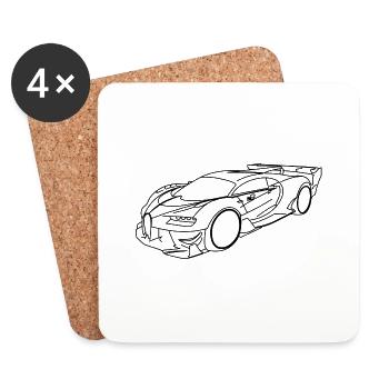 Voiture de sport Buga - Dessous de verre (lot de 4) - blanc - Devant