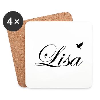 Lisa beautiful name Black - Coasters (set of 4) - white - Front