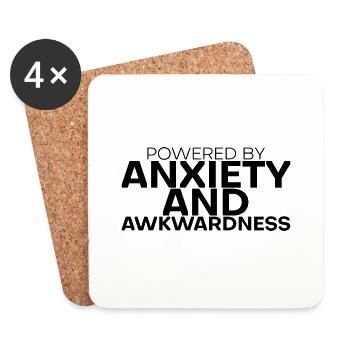 Powered By Anxiety And Awkwardness - Coasters (set of 4) - white - Front