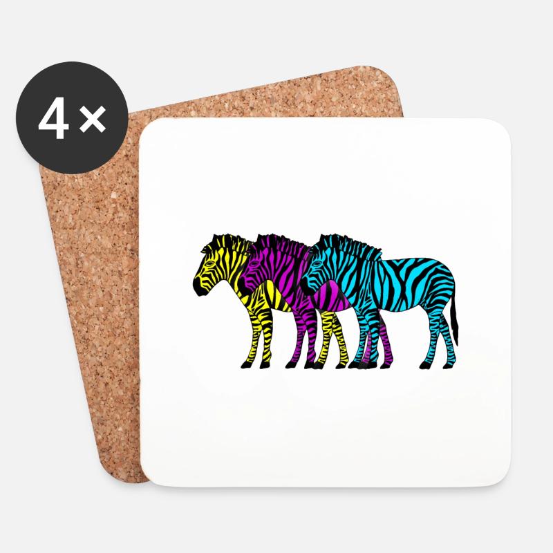 Zebras - Untersetzer (4er-Set) - Weiß