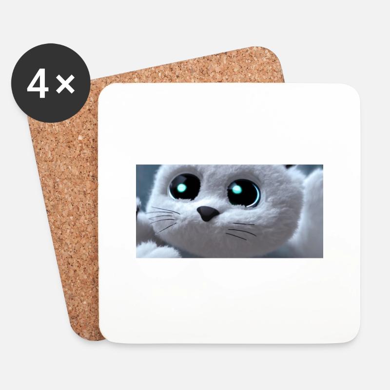 Cat looks at you - Untersetzer (4er-Set) - Weiß