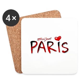 Bonjour Paris Statement Liebe Herz Love - Untersetzer (4er-Set) - Weiß - Vorne
