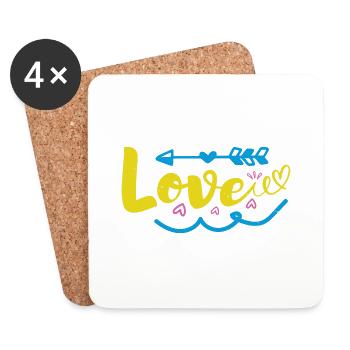 LIEBE Lustig, - Untersetzer (4er-Set) - Weiß - Vorne
