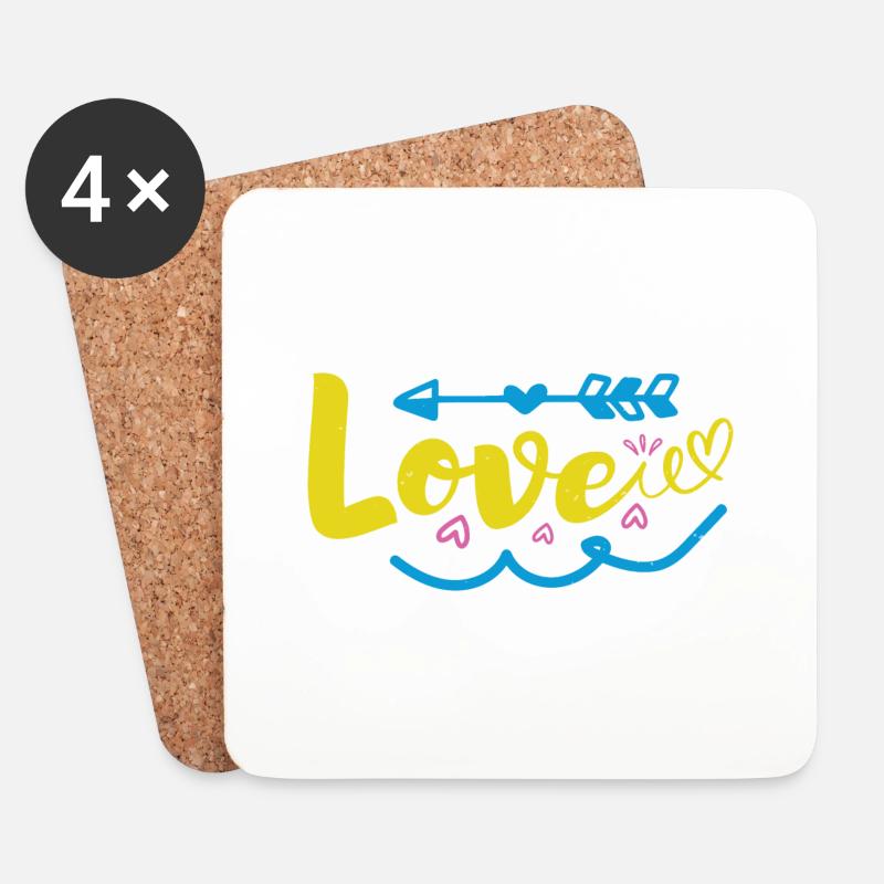 LIEBE Lustig, - Untersetzer (4er-Set) - Weiß