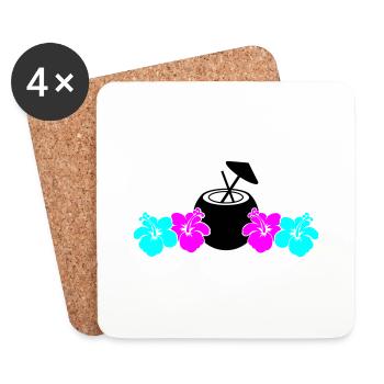 Hibiscus Kokus - Coasters (set of 4) - white - Front