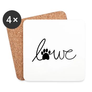 Löwe, Katzenschrift - Untersetzer (4er-Set) - Weiß - Vorne